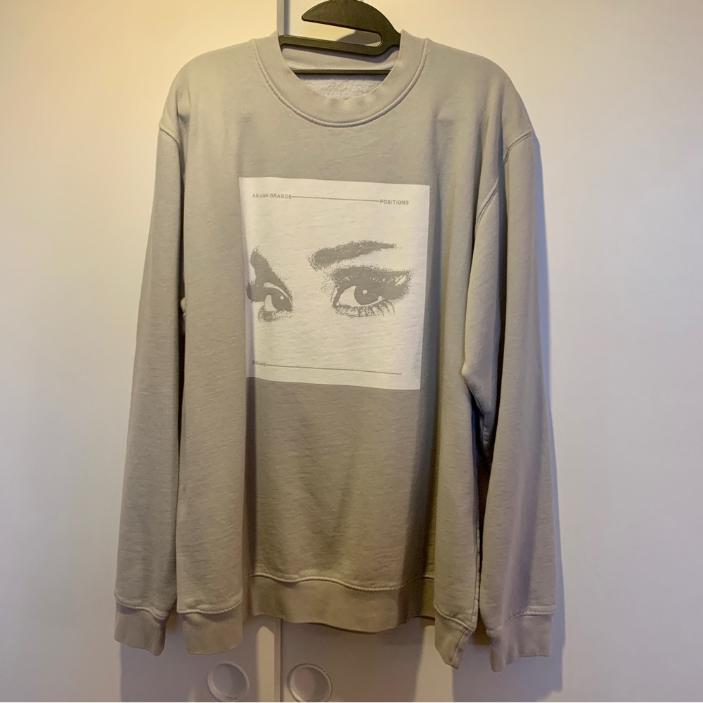 Ariana Grande Gray Positions Eyes Crewneck Sweatshirt